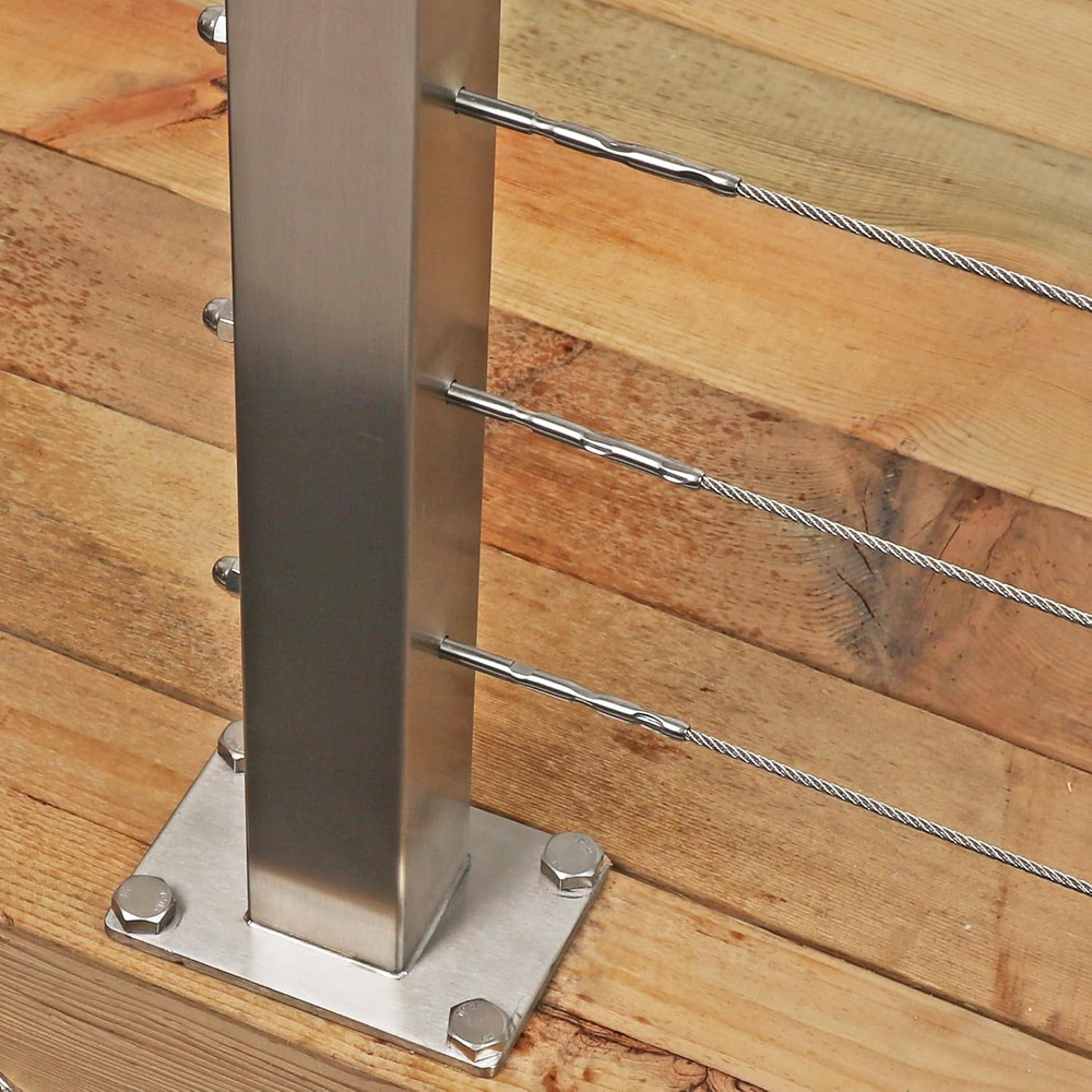 36" Stainless Steel Cable Railing Post 2 Pack with 1/8" Cable Kit