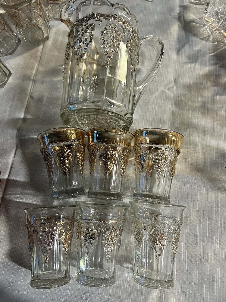 Crystal Dish Set Bowl/Cups/Pitcher