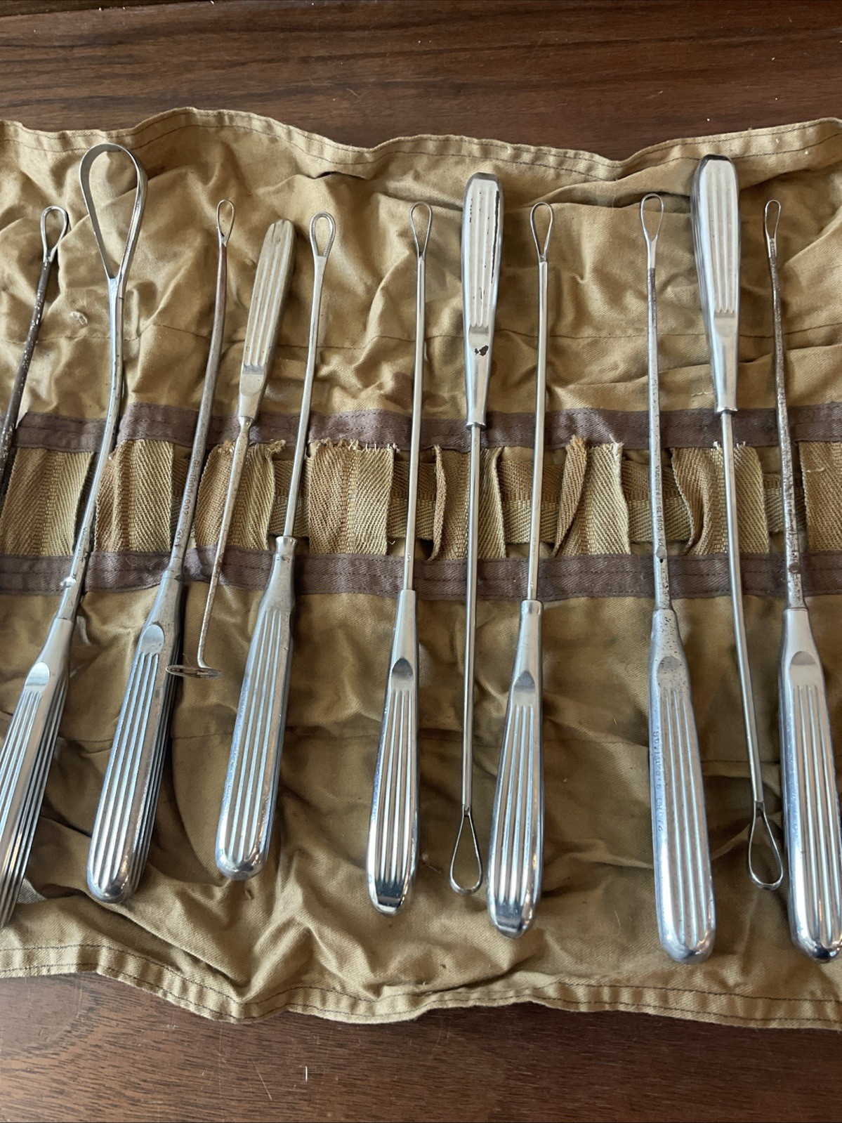 Lot Set Of Vintage Military Curette Field Surgical Instruments Tools