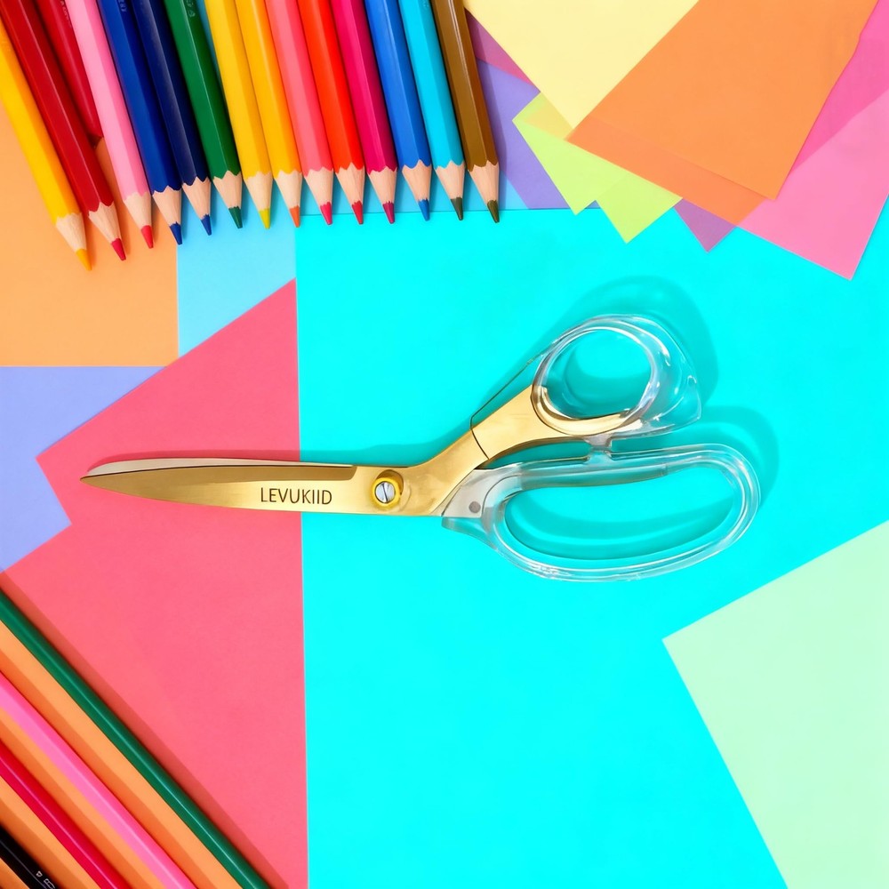 scissors all purpose, Titanium Coated Blades and Ergonomic Clear Handle, Clea...