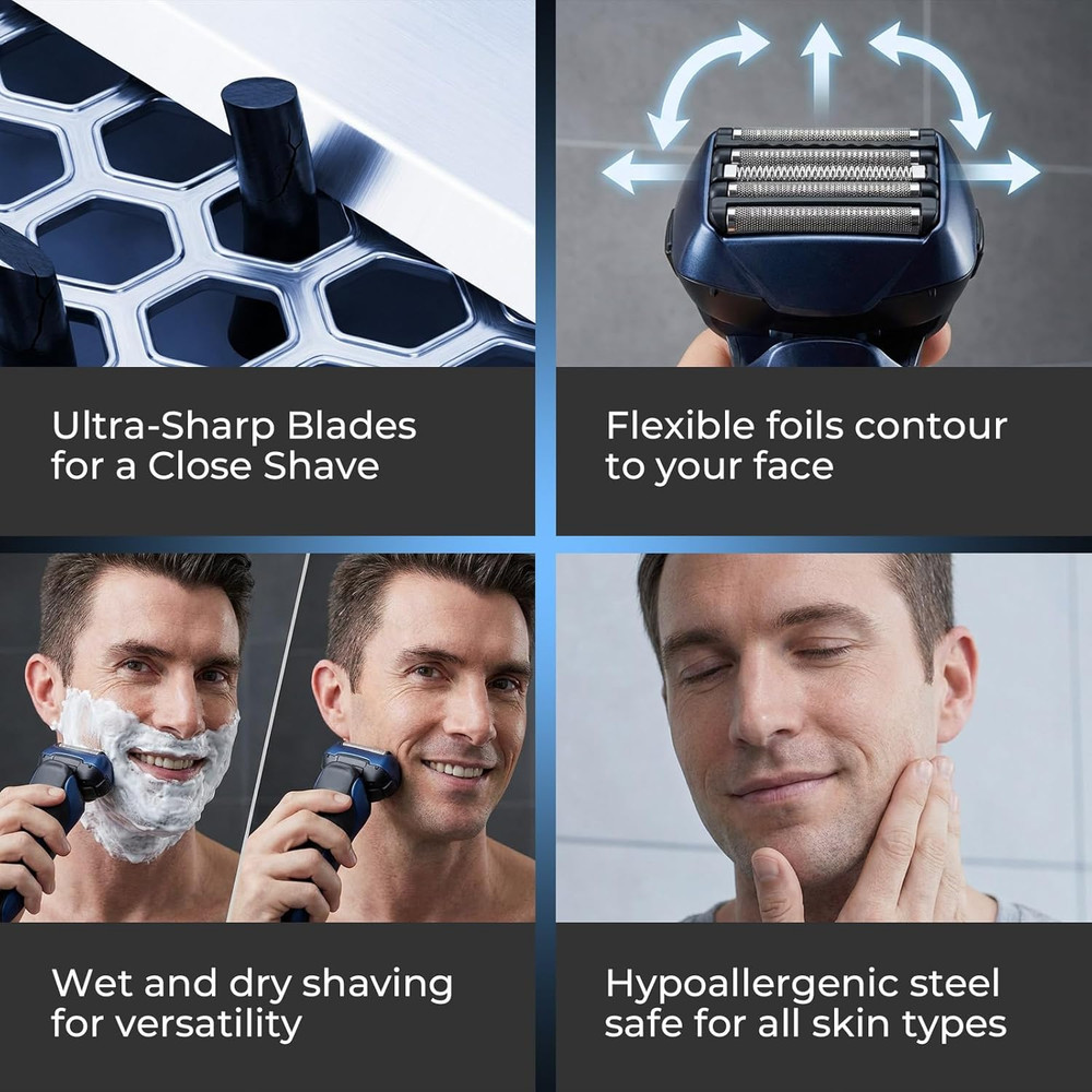 Replacement Blades and Foil for Panasonic ARC5 5-Blade Shavers, Compatible with