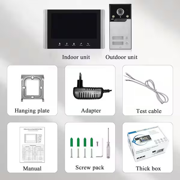 Hardwired Doorbell Camera with Night Vision, W/2 7in. Video Intercom System NEW