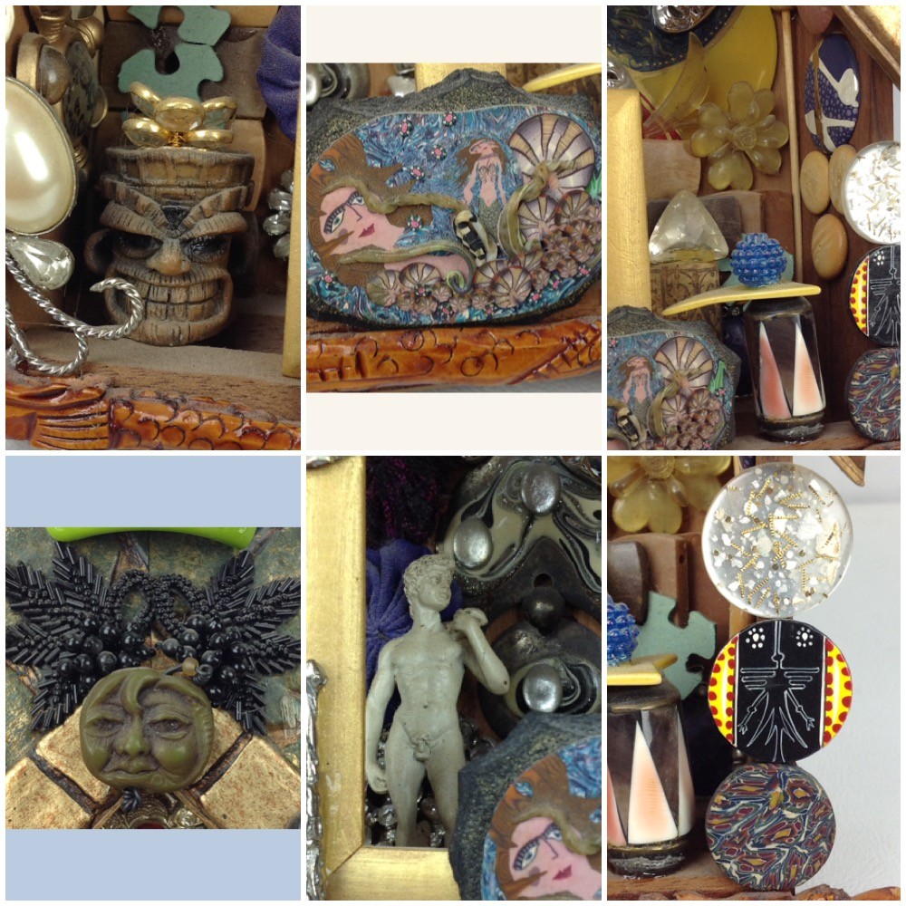 Whimsical Shadow Box Assemblage 3D Wall Art TESA Exhibit Abstract Funky OOAK