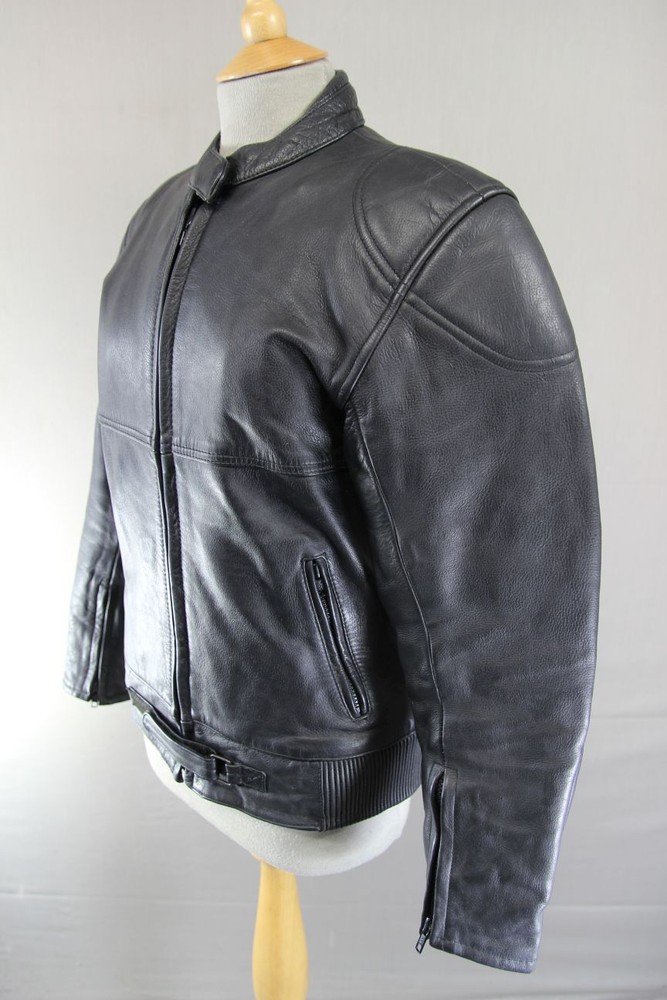 RAYVEN CLASSIC BLACK LEATHER BIKER JACKET: SIZE 10