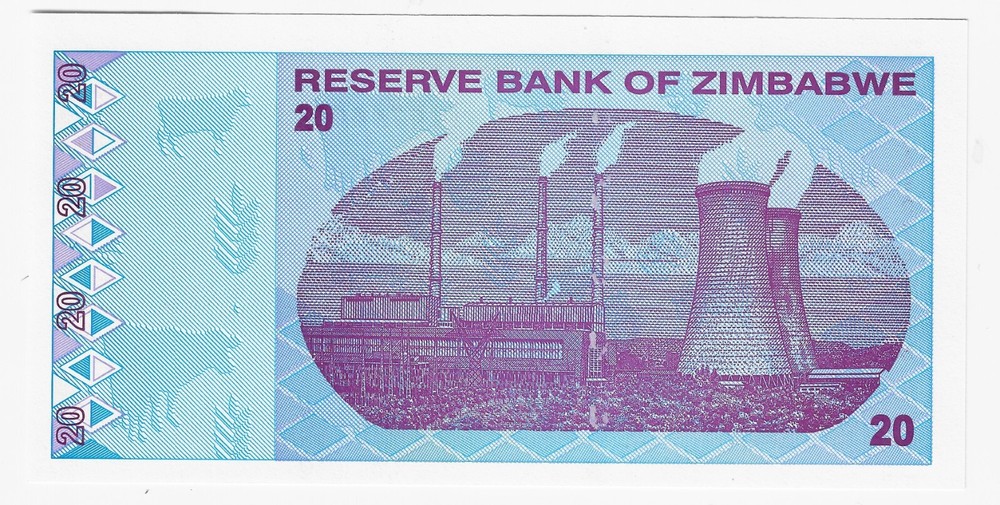 2009 Zimbabwe 20 DOLLAR Banknote UNC P95