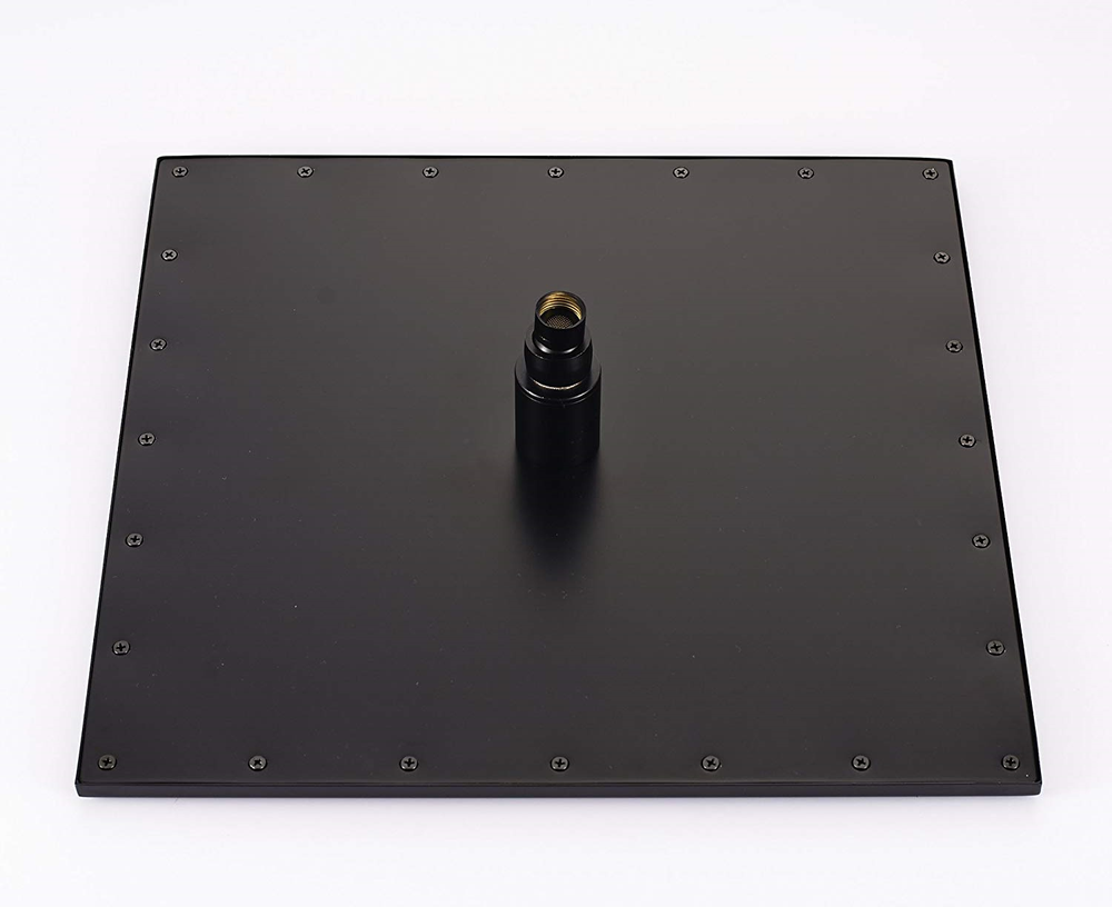 Matte Black 16 Inch LED Rainfall Shower Head Solid Square Top Sprayer For Faucet