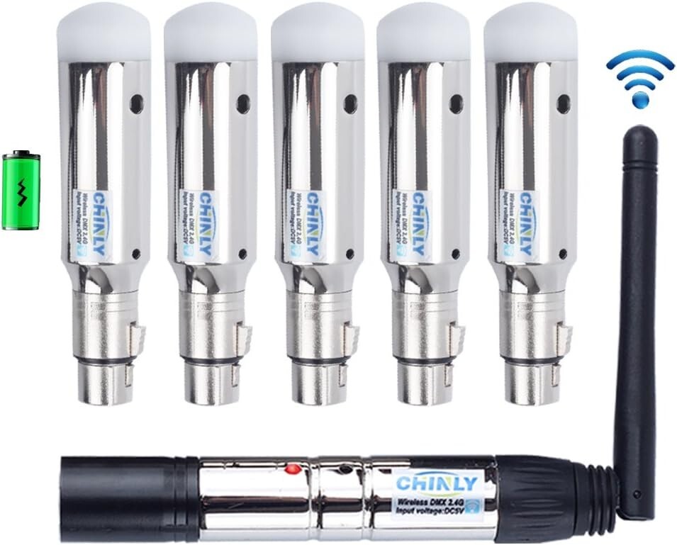 6 Built-In Battery Wireless Receivers with Transmitter for DJ Lighting Solutions