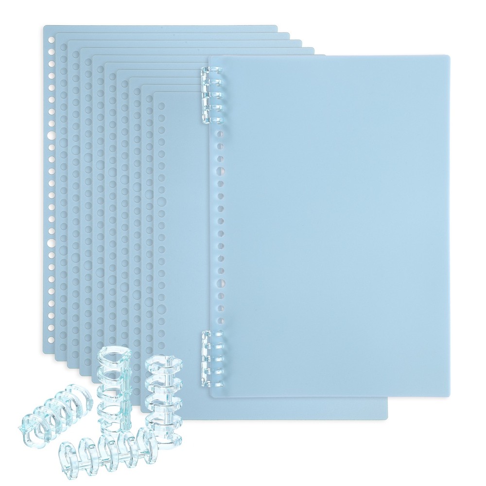 12 Pack B5 22 Mil Plastic Notebook Binder Covers with Binding Comb, Light blue