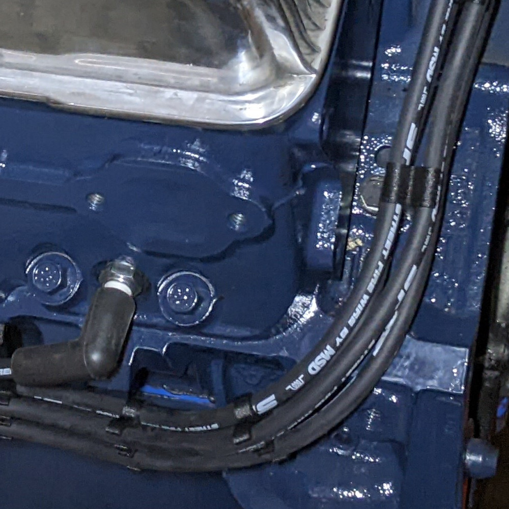 8mm Black Deluxe Small Block Chevy Under Exhaust Spark Plug Wire Loom Set