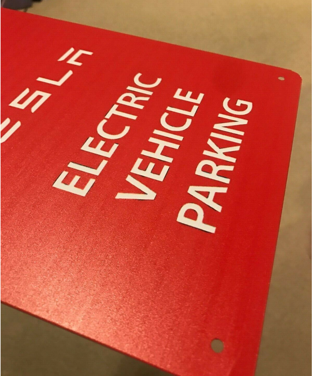 NEW Tesla Logo Cybertruck Parking Sign EV Electric 8"x12" Metal Charging Garage