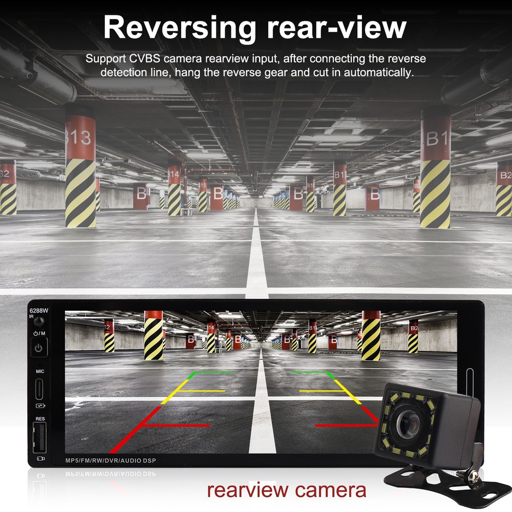 6.9 Inch Single Din Touchscreen Car Stereo Wireless Multimedia w/ Backup Camera