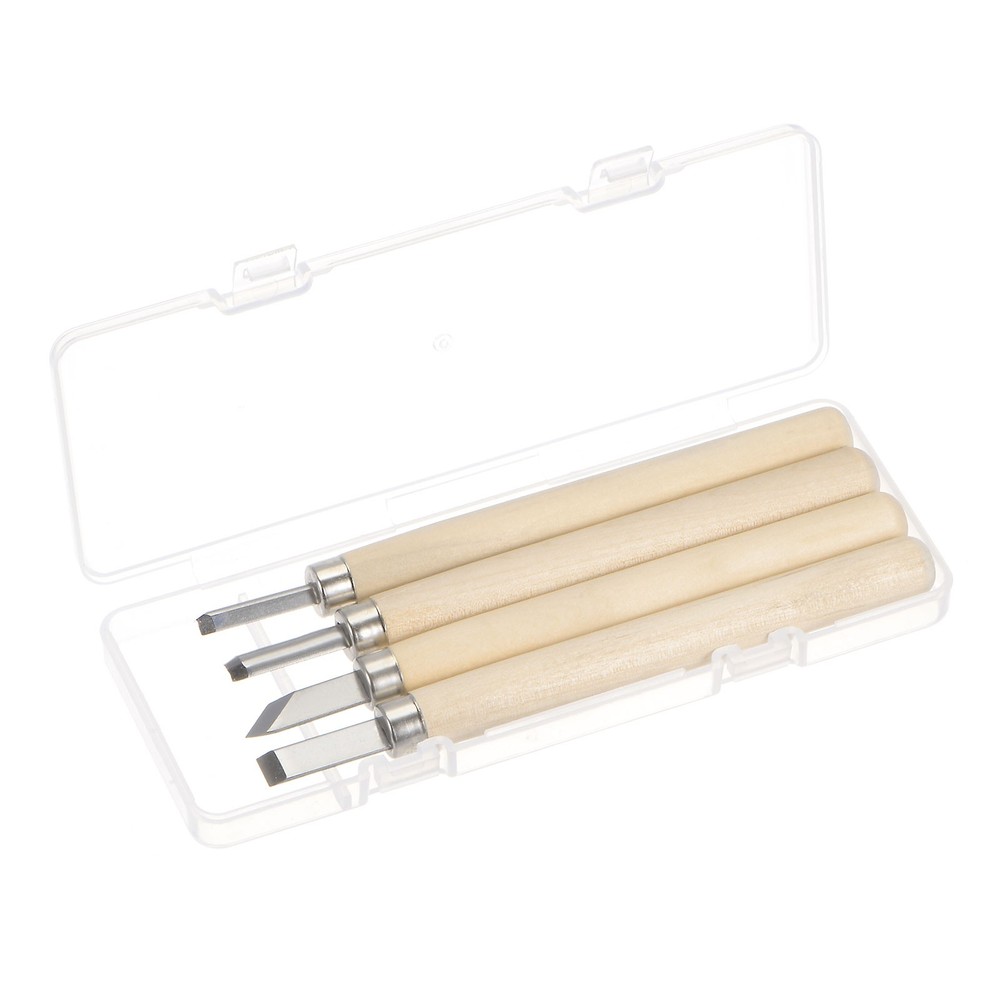 Medium/Big Flat/Triangle/Arc Blade Solid Wood Handle Carving Knife Set (4pcs)