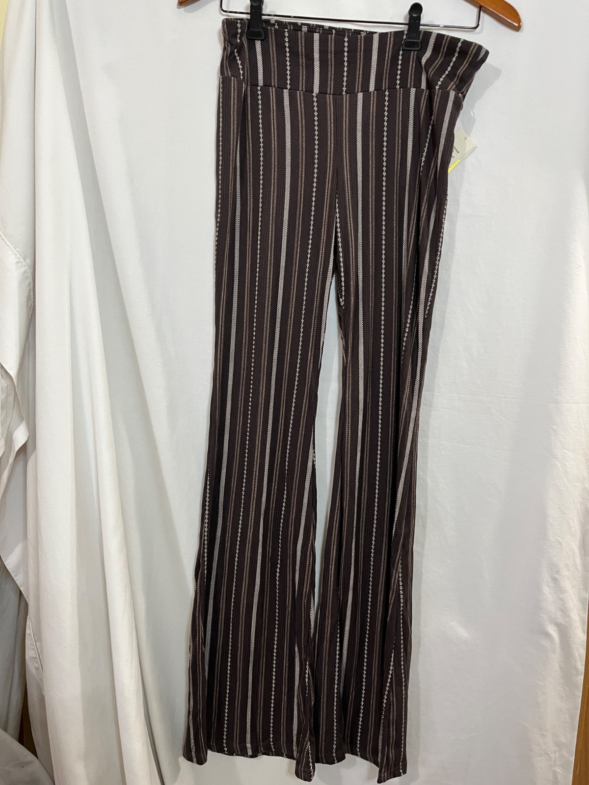 No Boundaries Women's Juniors Flare Pants Brown Print Stripe many sizes