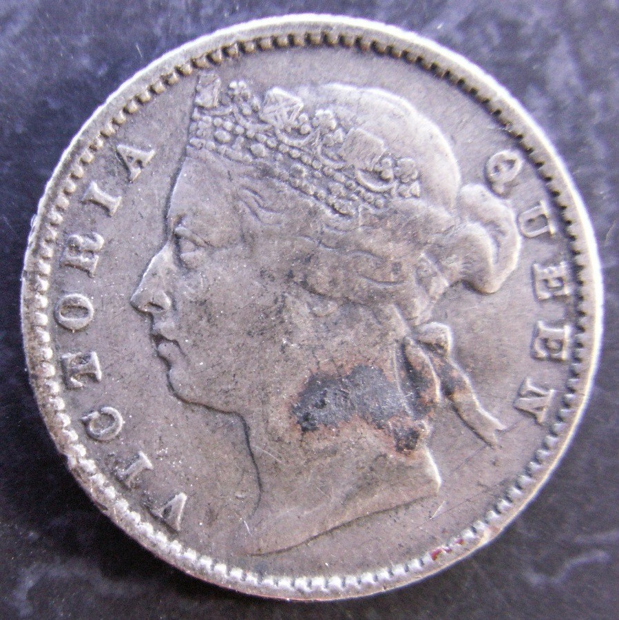 STRAITS SETTLEMENTS / SILVER 10 TEN CENTS 1886
