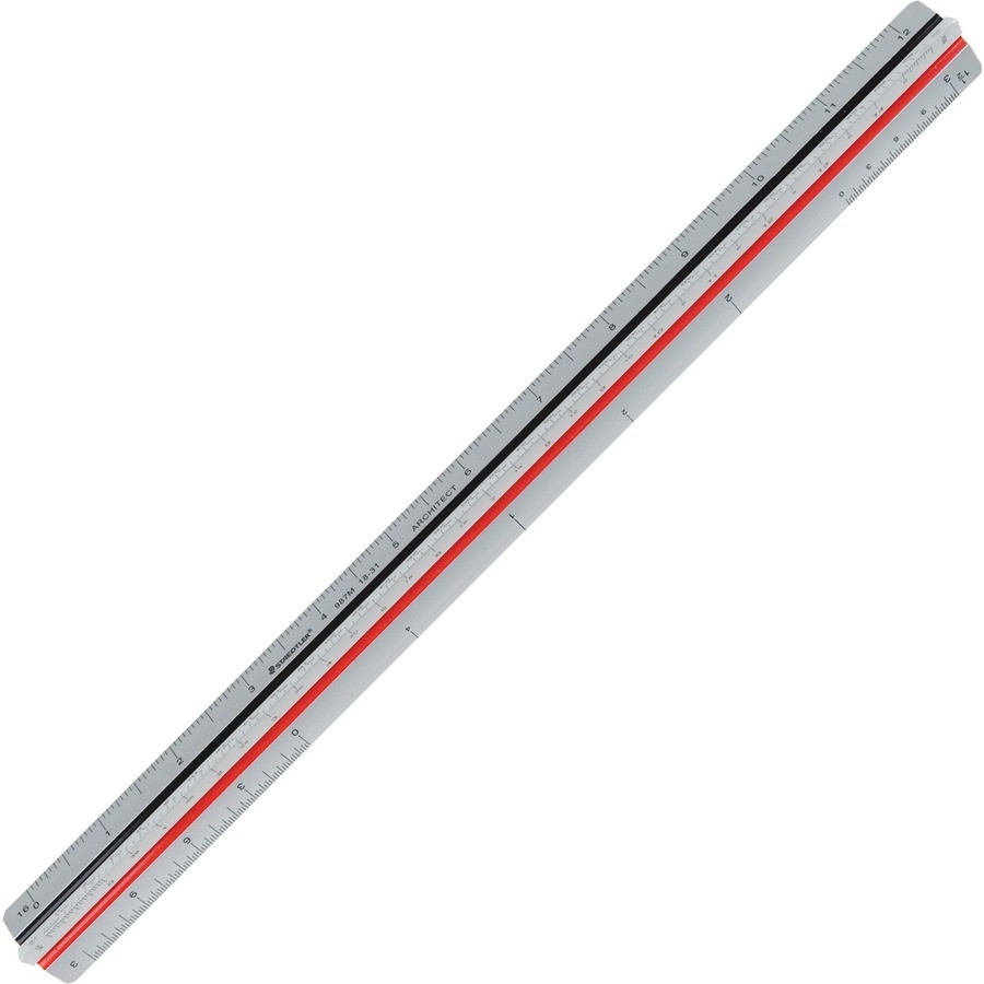 Staedtler 987M1831BK Architect Triangular Scale 12" Aluminum Silver