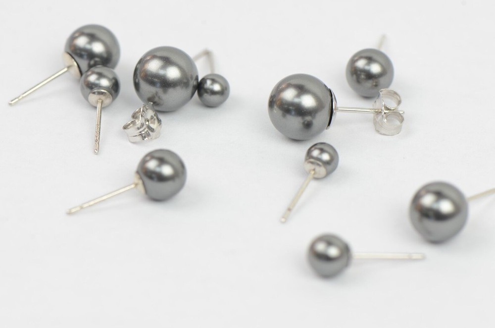 925 Solid Sterling Silver Beautiful Classic Pearls Stud Earrings