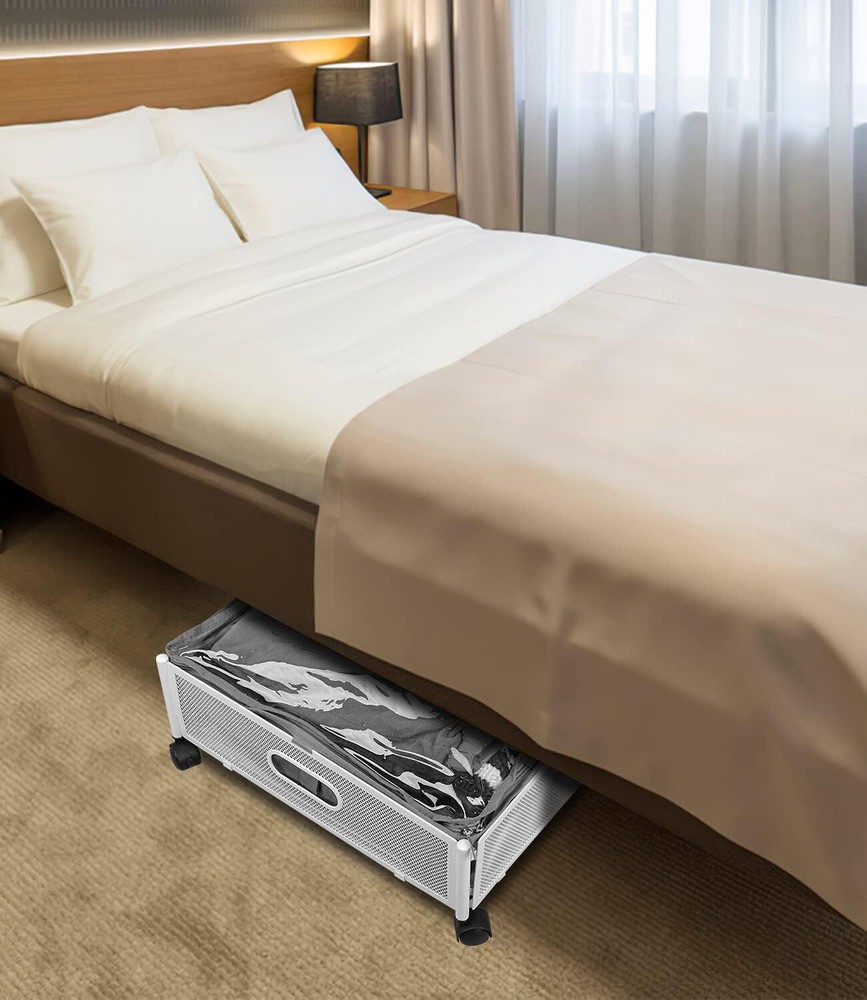 2 Pack Rolling Under Bed Storage Containers, Foldable