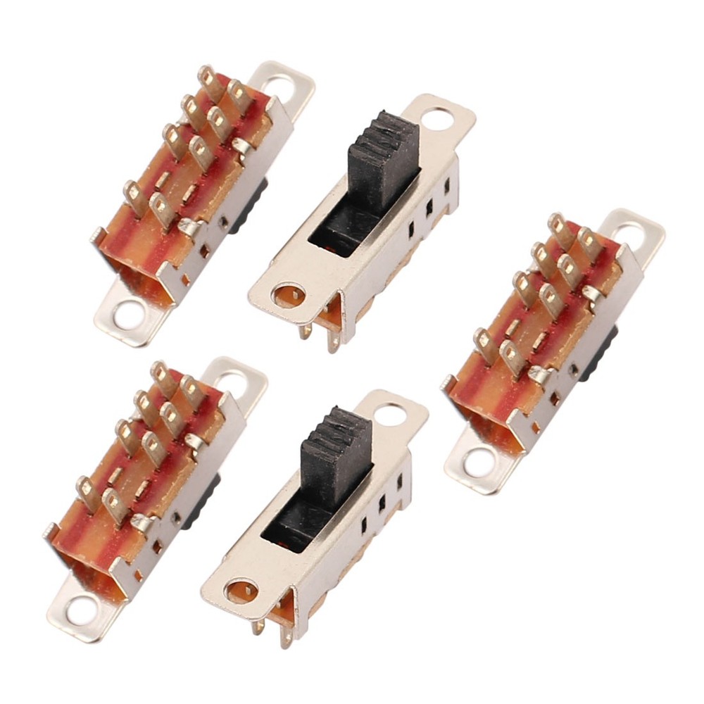 5Pcs 3Position 8P DPDT Panel Mount Micro Slide Switch Latching Toggle Switch