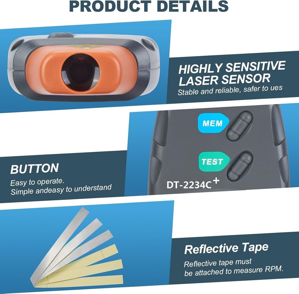 Professional Non-Contact Photo Tachometer Tool