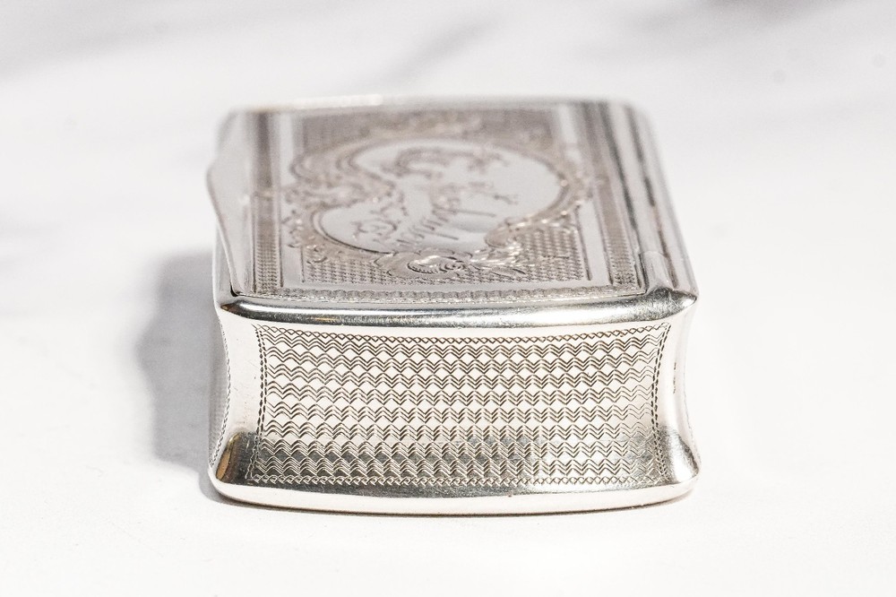 Intricate Engine Turned Pattern Antique Victorian 800 Silver Snuff Box