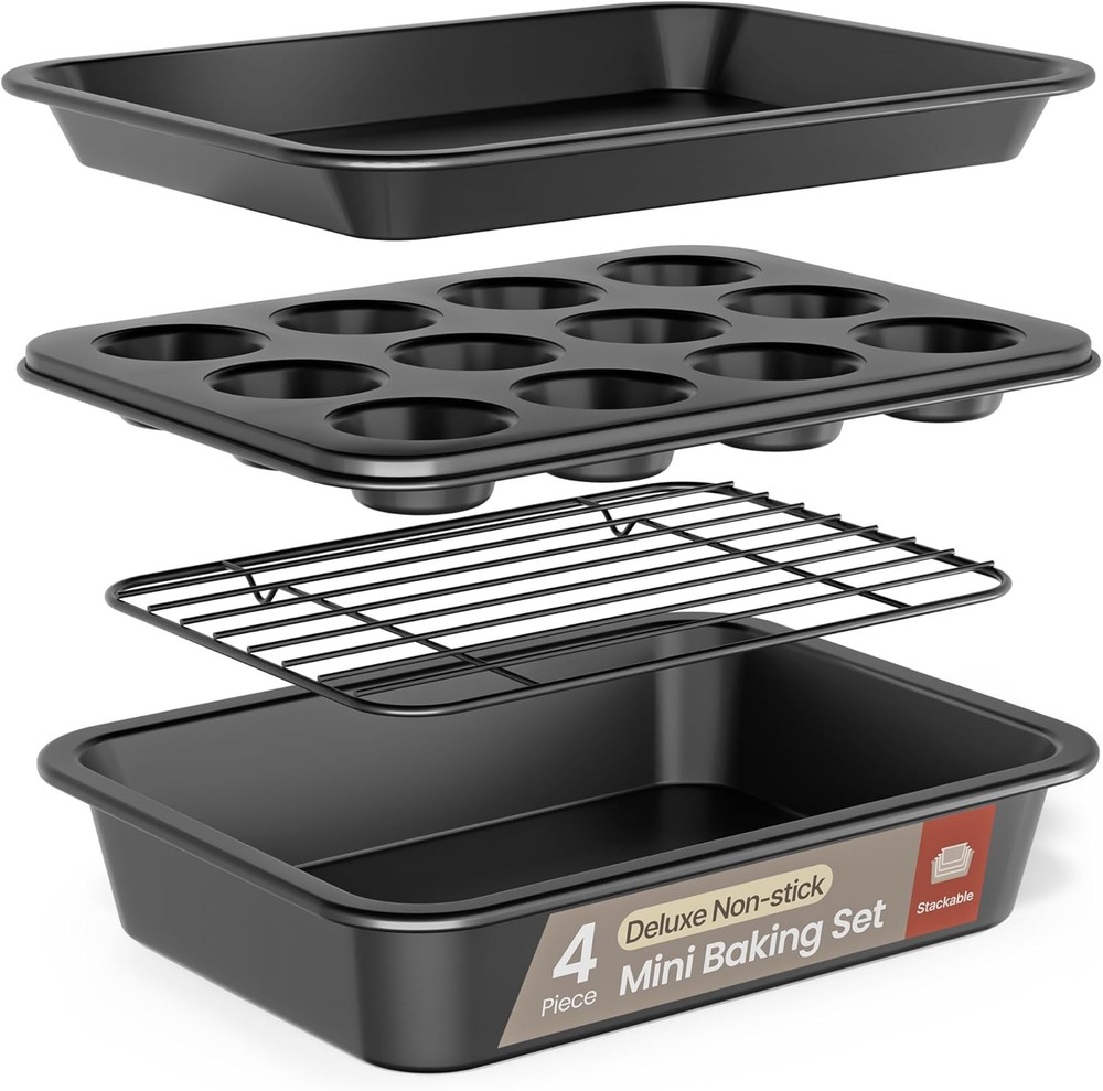 Bakken 4-Piece Bakeware Sets Nonstick Carbon Steel Baking Sheet Stackable