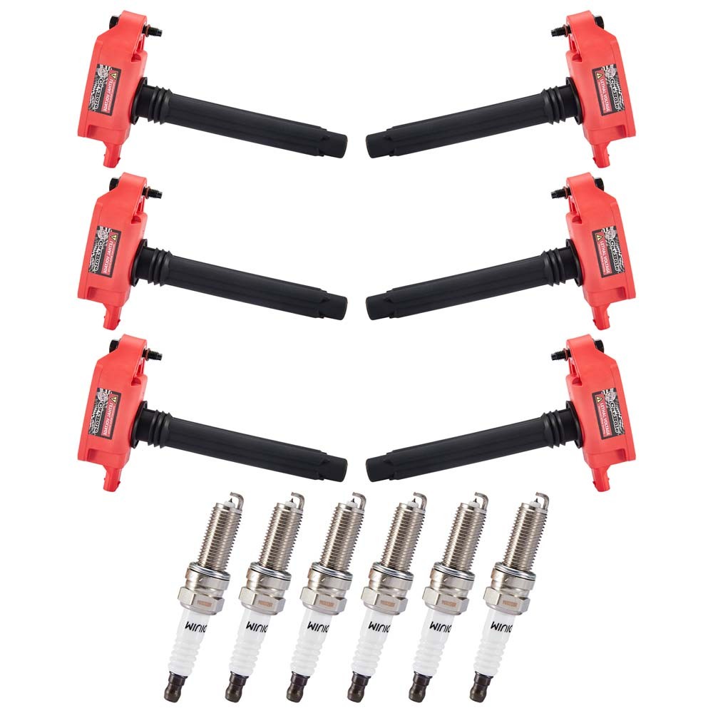 6 Pack Ignition Coil + 6 Spark Plug For 3.6L 2011-2025 Chrysler Dodge Jeep Ram