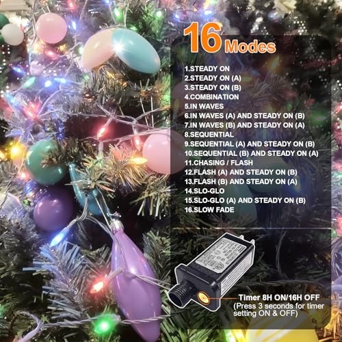 Pastel Easter Lights String Christmas Mini Light, 32.5FT 100 LED Multicolor