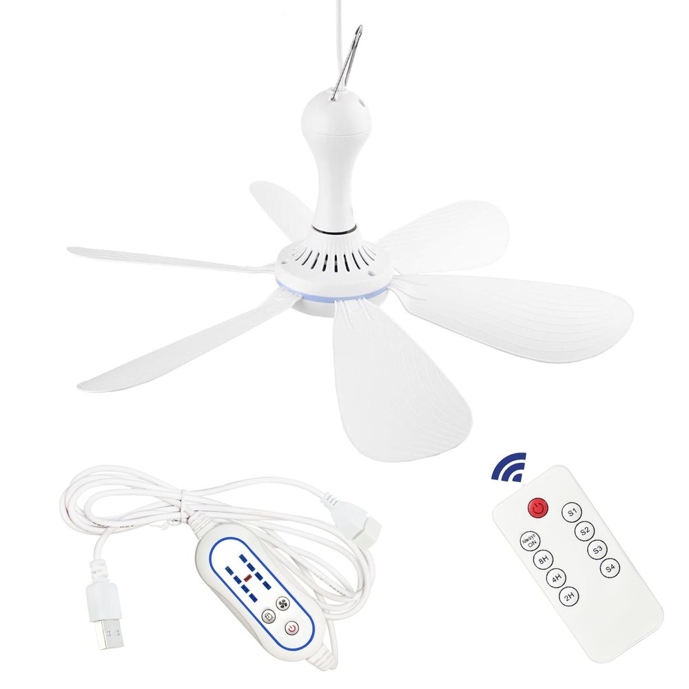 Silent USB Powered Ceiling Fan with Remote Control Timing 4 Speed, Quiet Smal...
