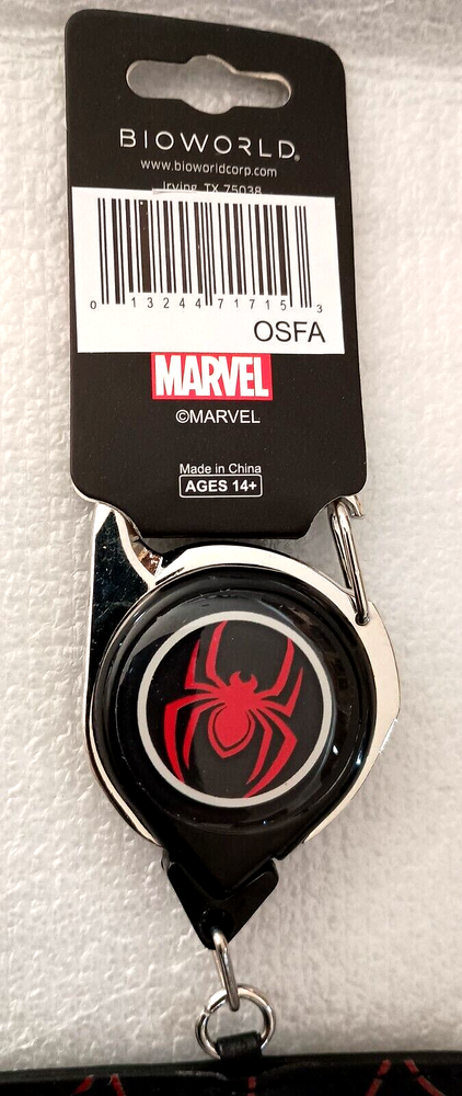 Marvel Comics Spider-Man Extending Cord ID Holder Lanyard New
