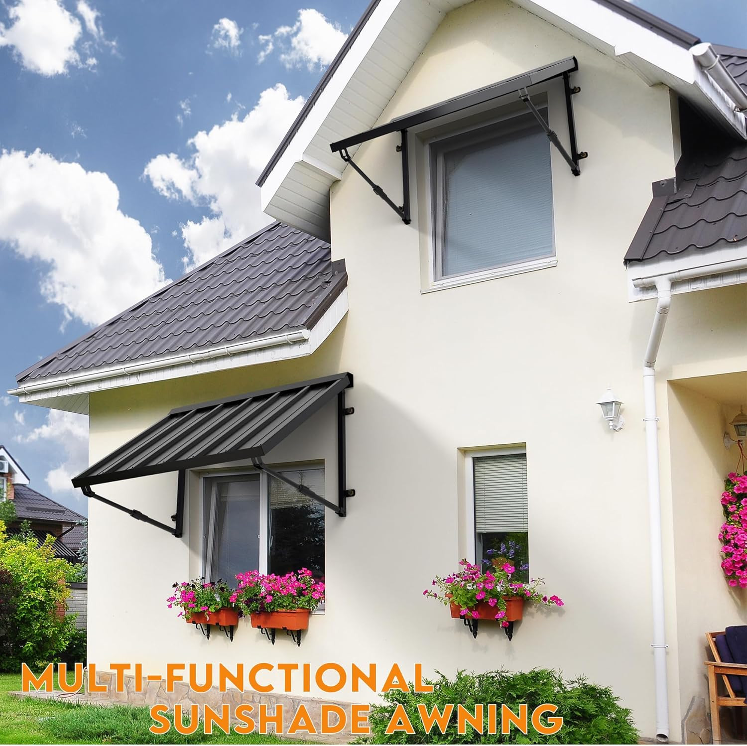 Metal Awning for Door Entrance, 41X24 Inches Adjustable Angle Window Awnings for