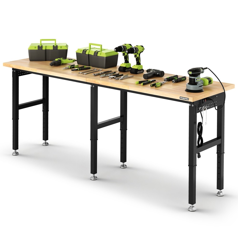 WORKPRO 96x24" Heavy-Duty Adjustable Workbench, 4000LBS Load Capacity Work Table