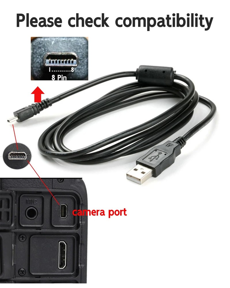 3.3Ft USB Cable for Olympus Camera CB-USB7 Compatible with Black