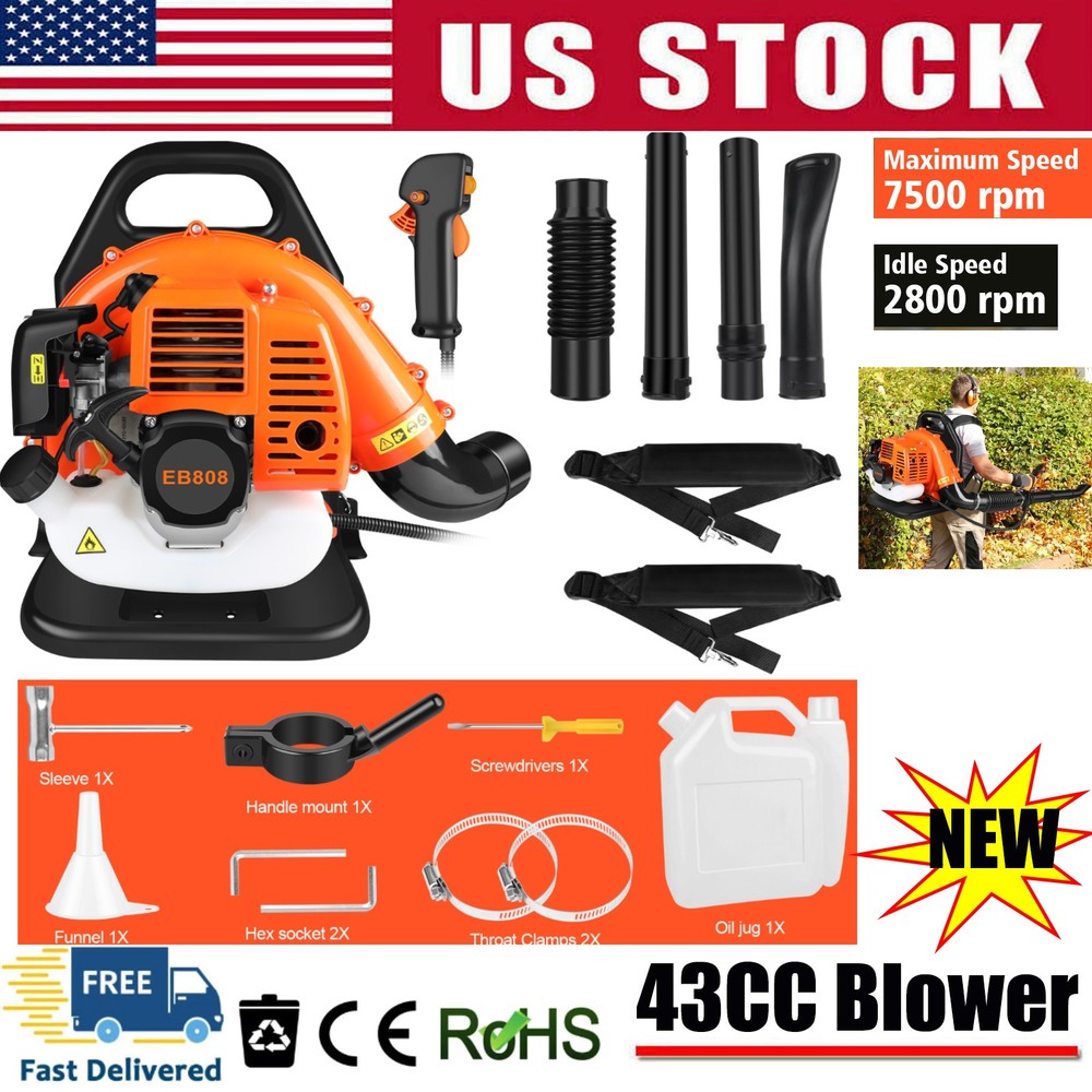 ✅Commercial Leaf Blower Snow Blower Backpack 43 CC 2-Stroke Gas Powered Engine