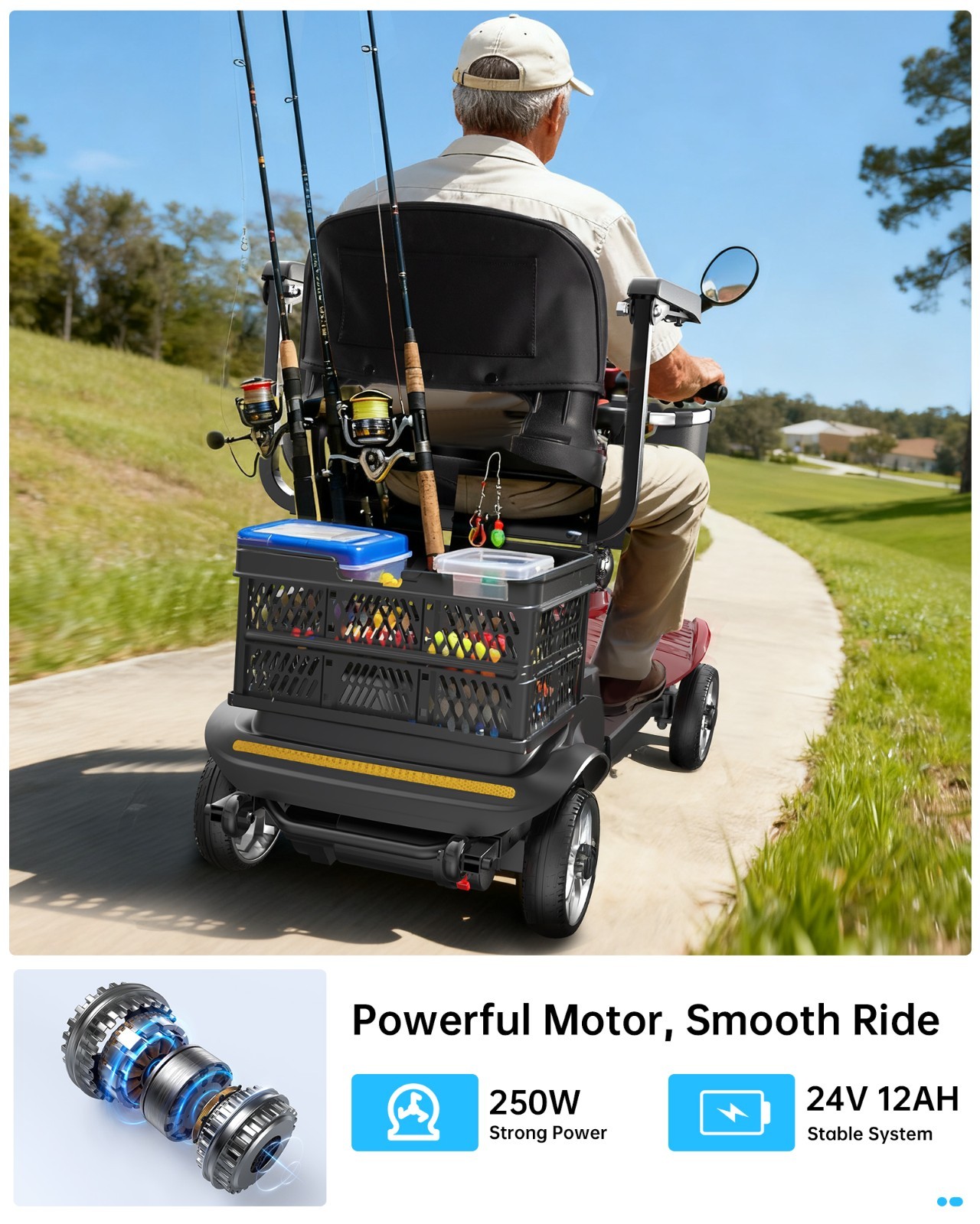 4 Wheel Mobility Scooters for Adults & Seniors, 15 Mi Range & 330 lb Capacity