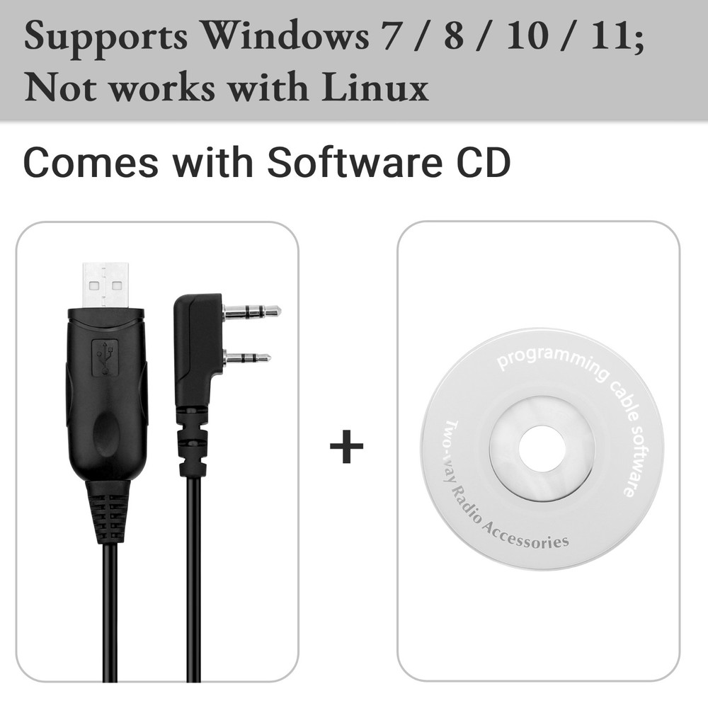 2 Pin 2 Way Radio USB Programming Cable Compatible with Retevis RT22 RT21 RT68