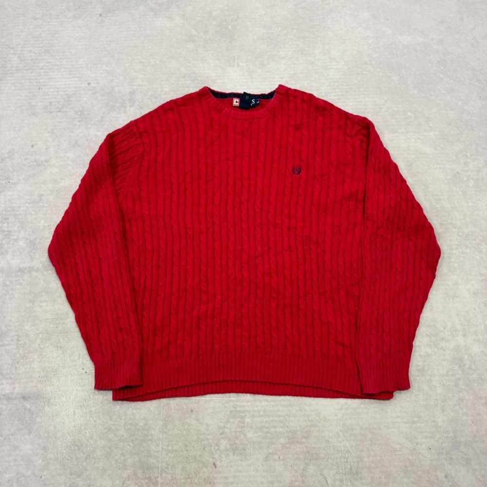 Vintage Chaps Knitted Jumper cable knit patterned pullover chunky sweater with