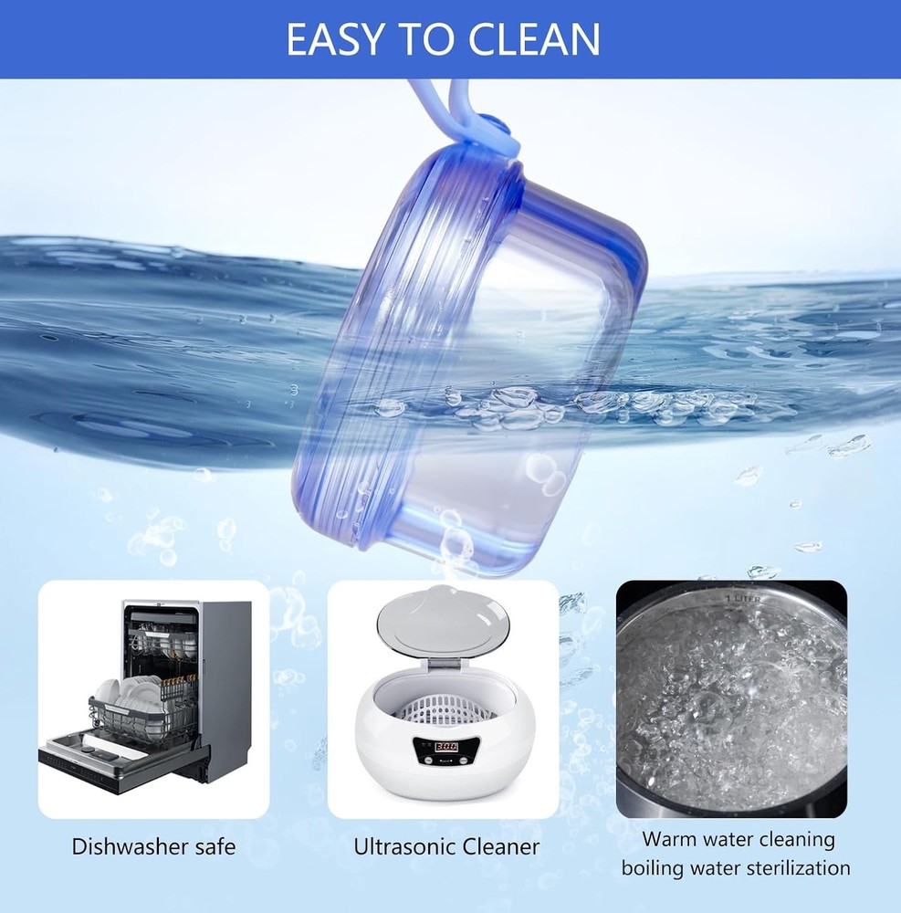 Leak Proof Portable Denture Bath Case Denture Cleaning Cup, False Teeth Holder M