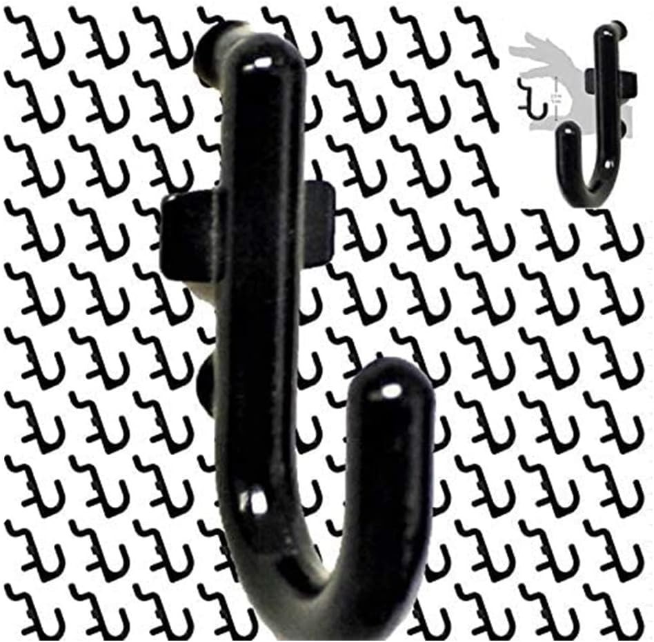 100Pcs Pegboard Accessory Peg Hook Set – Durable, Self-Locking Black 1/4" J-S...