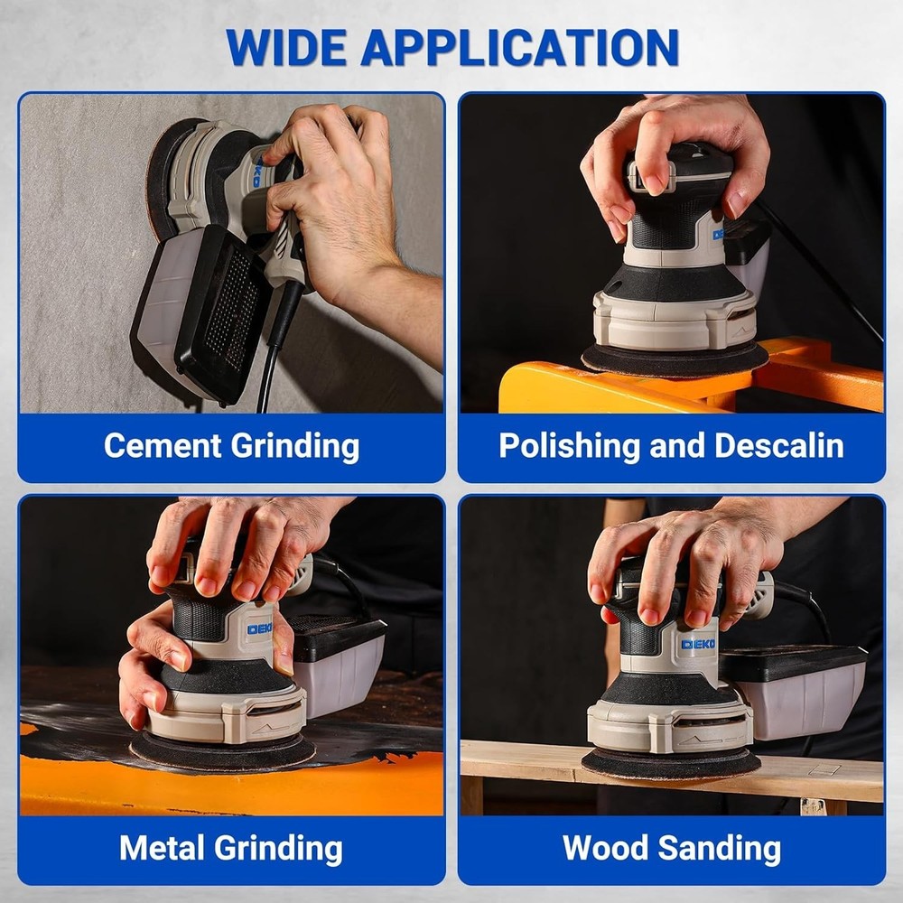 5” Electric Orbital Sander: 6 Variable Speeds & Enhanced Dust Collection System