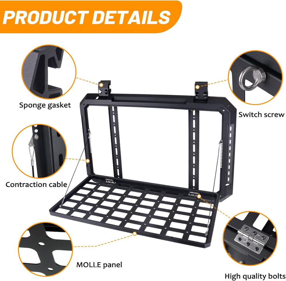 Rear Window Storage Table Molle Panel Flank Kit Rear Foldable Window Shelf for J