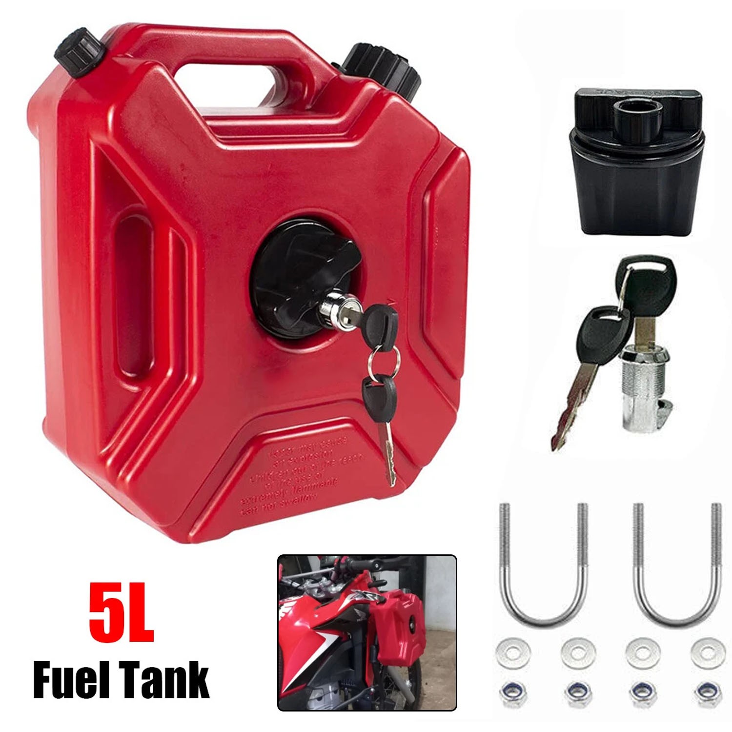 2 Pack 5L Gas Fuel Tank Gas Can Oil Storage Can For ATV UTV Motorcycle Car SUV