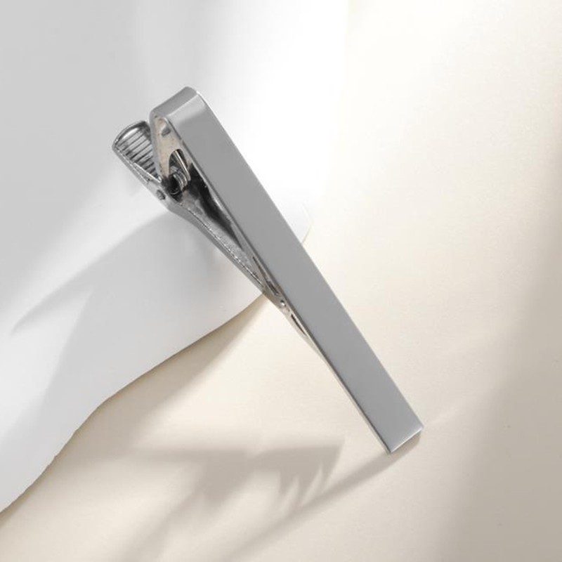 2.2" Inches Tie Clip Mens Silver Bar Necktie  Silver Clasp Clamp Stainless Steel