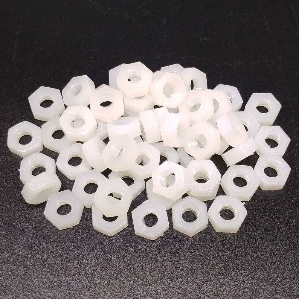 500pcs M3 Metric Thread Insert Screw Fastener White Nylon Hex Nut