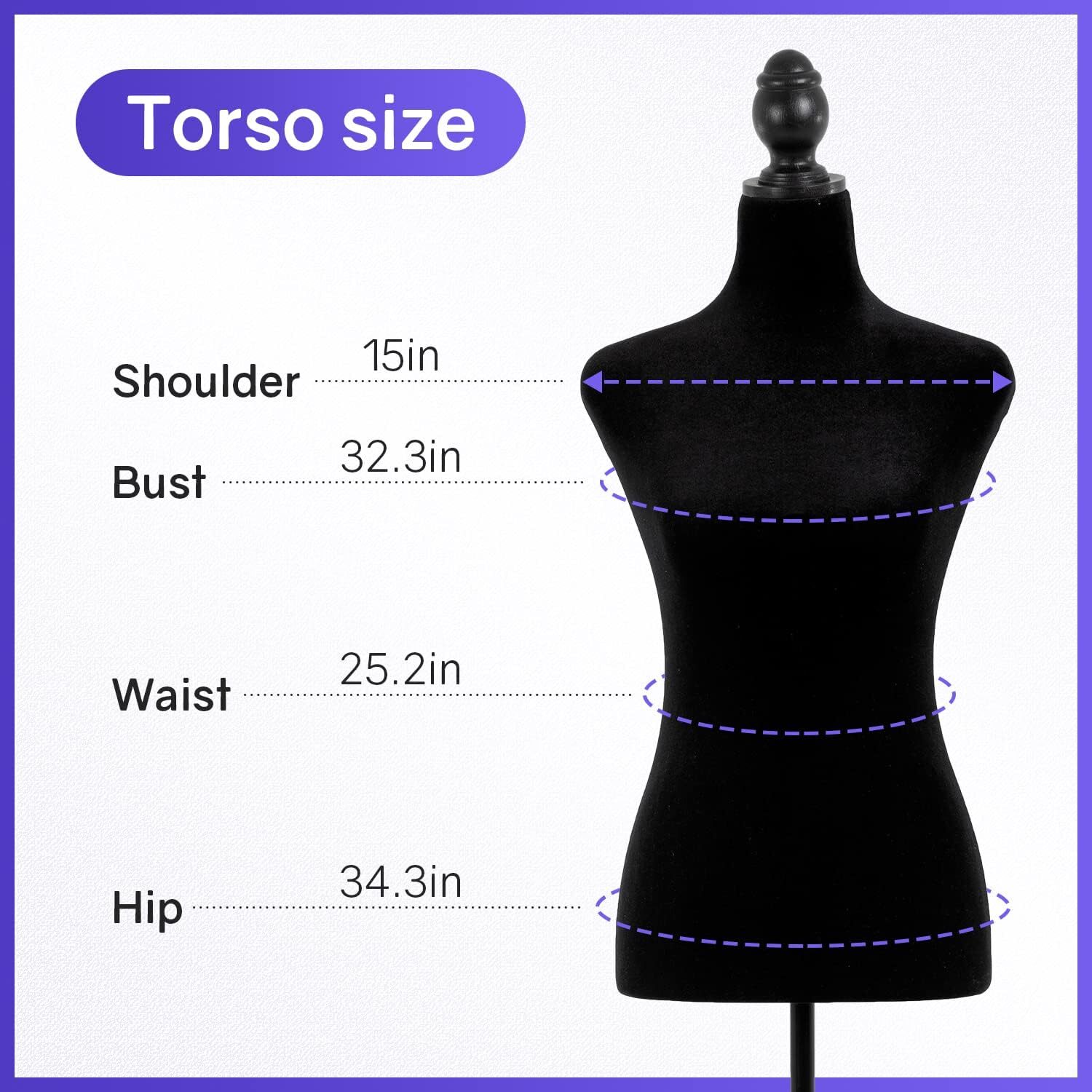 Female Mannequin, 50-63 Inch Height Adjustable Dress Form,Torso Manikin w/ Stand