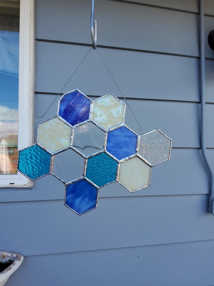 Stained Glass Bee Hive Window Hanging