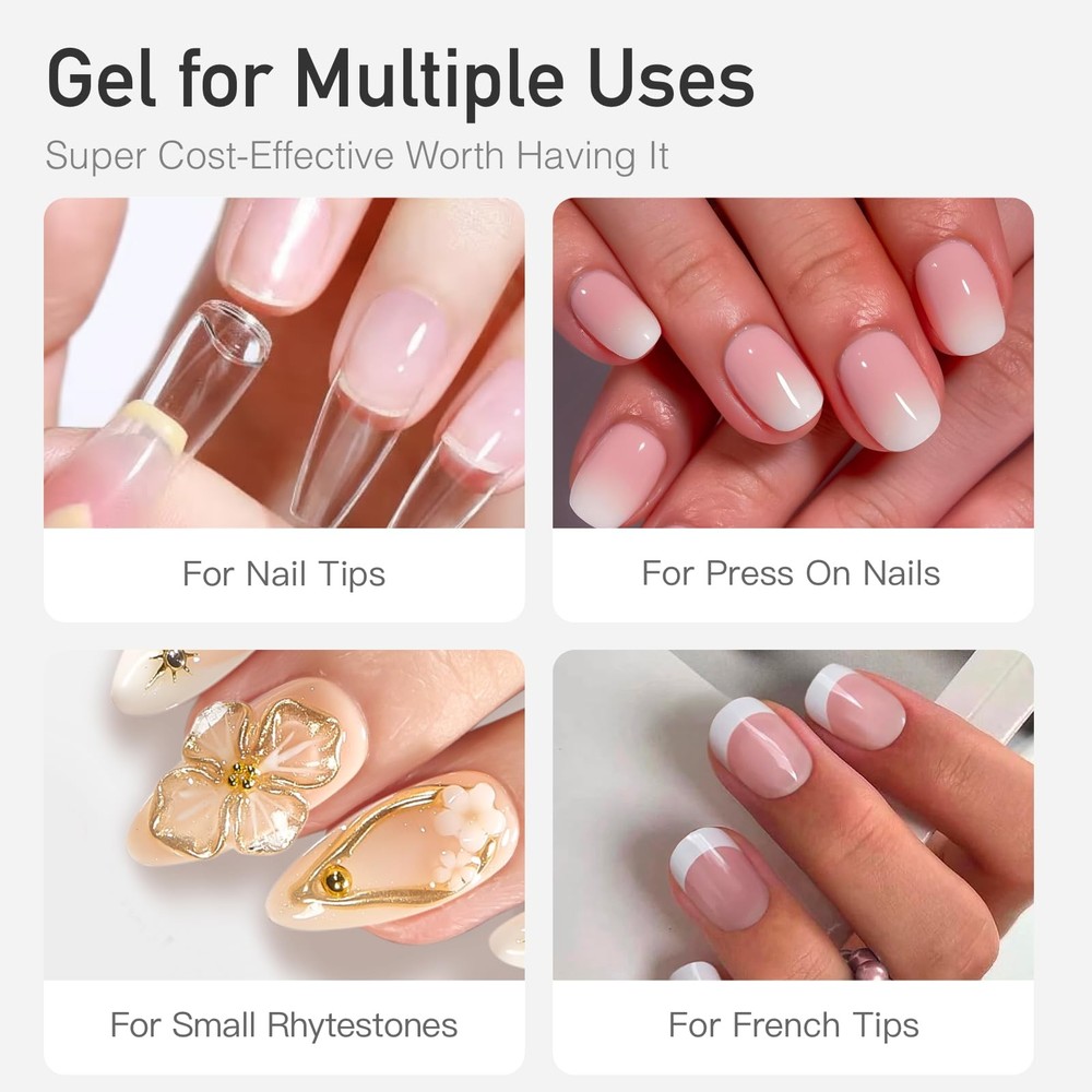 Nail Tips Semi Solid Nail Glue 2g 5pcs Super Strong, Soft Glue Gel Quick Dry...