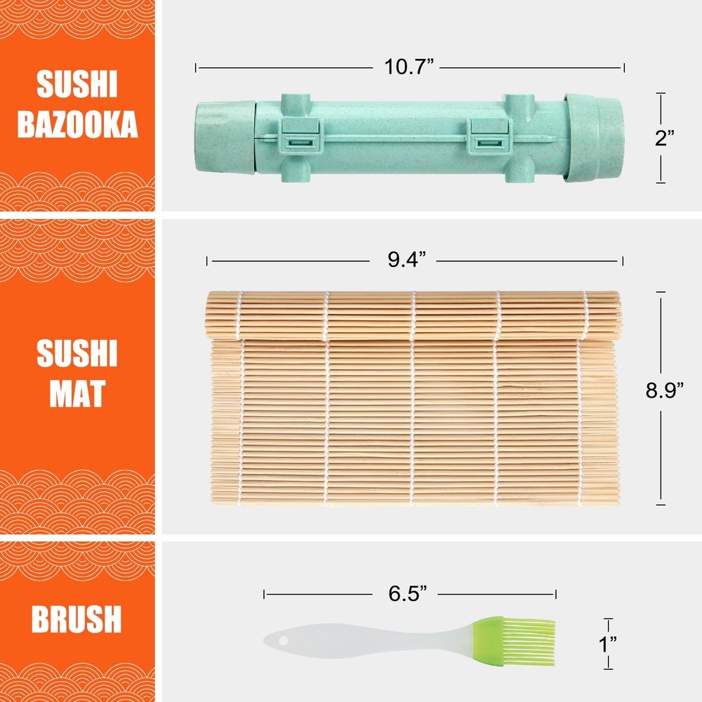 SmileTools Sushi Making Kit, Roller, Bazooka, Medium, Green