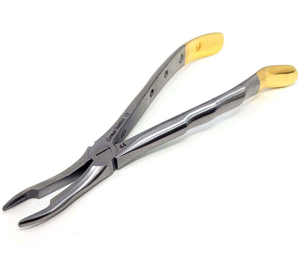 German Stainless Root Tip Dental Extracting Extraction Forceps Curved #44