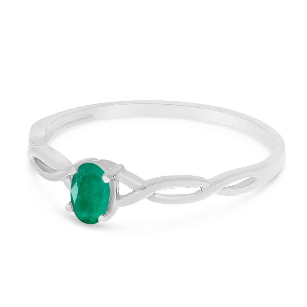 10k White Gold Oval Emerald Ring