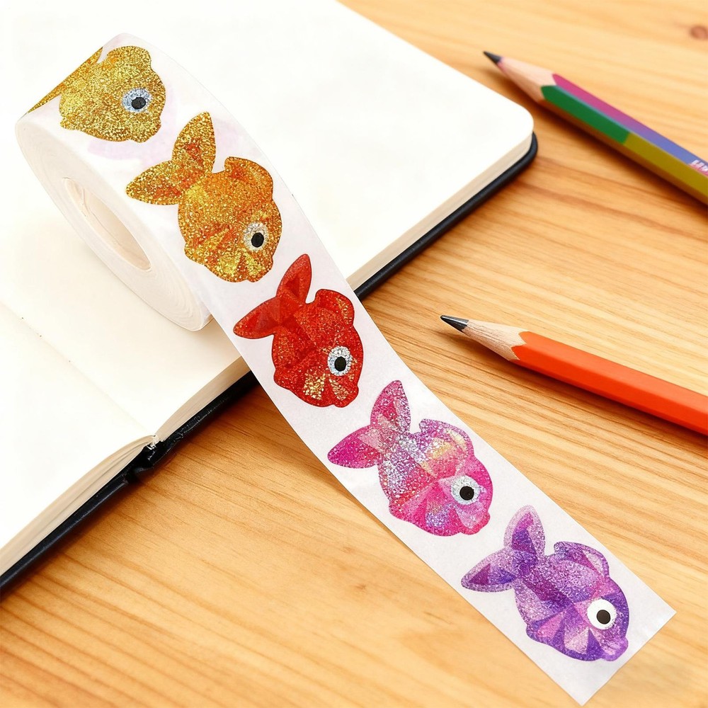 Fish Stickers 500 Sheets Assorted Fade-Proof Motivational Fish